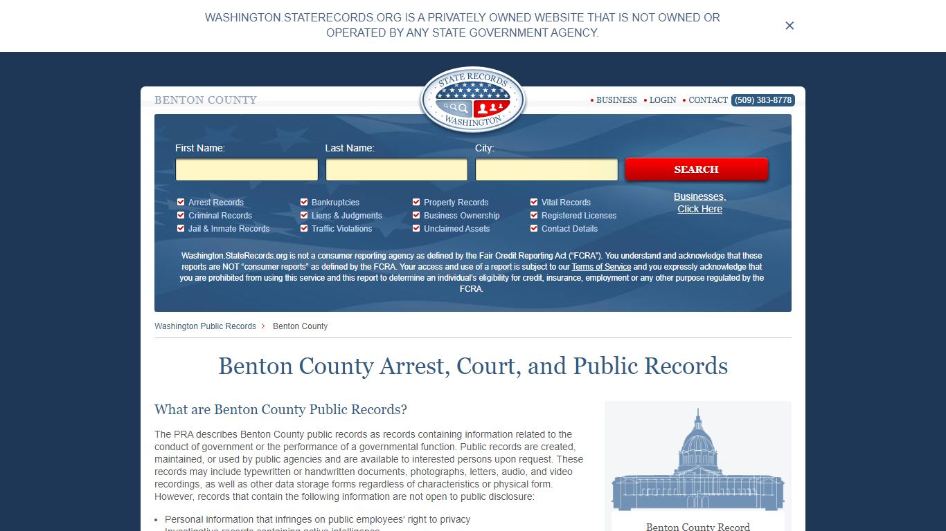 Benton County Arrest, Court, and Public Records